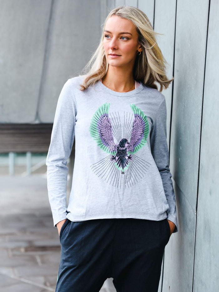 Morgan Eagle Graphic Long Sleeve T Shirt (Sale)