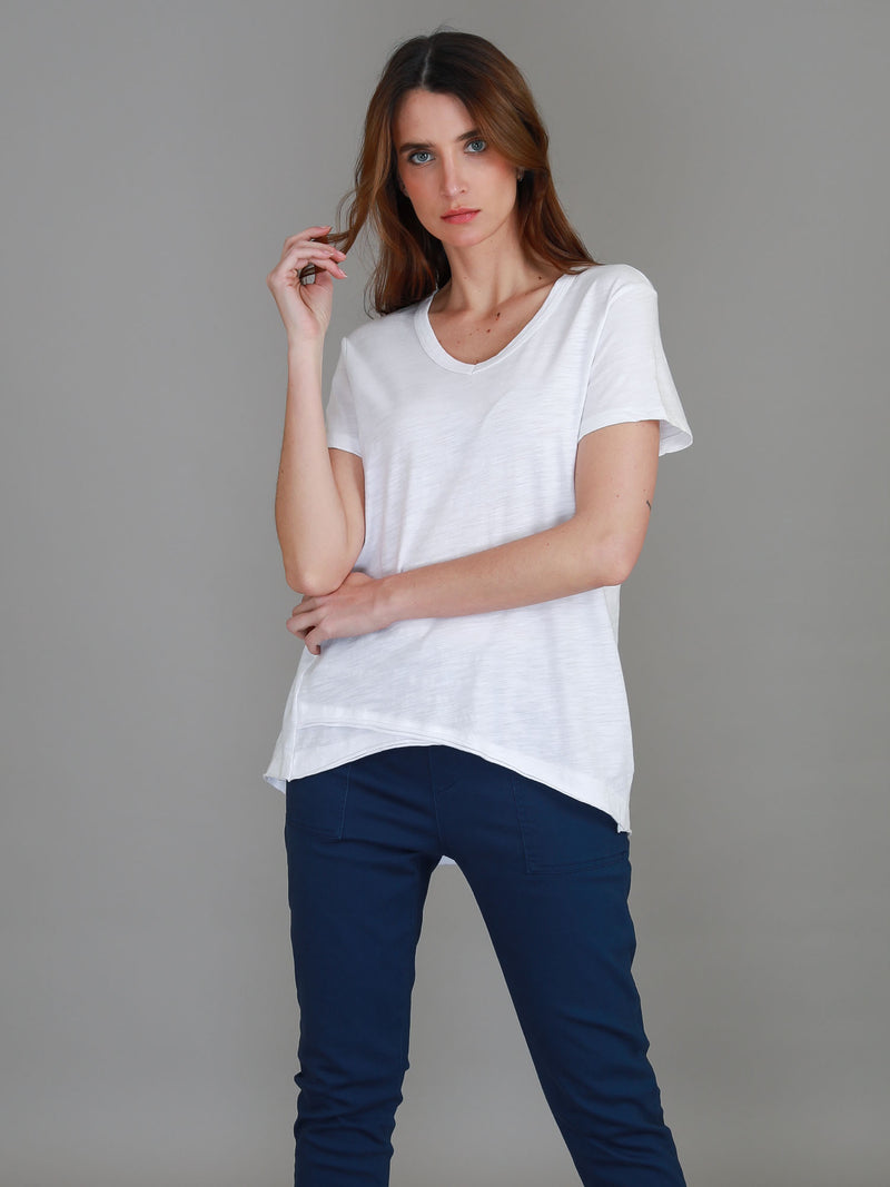 white v neck short sleeve tee #color_white