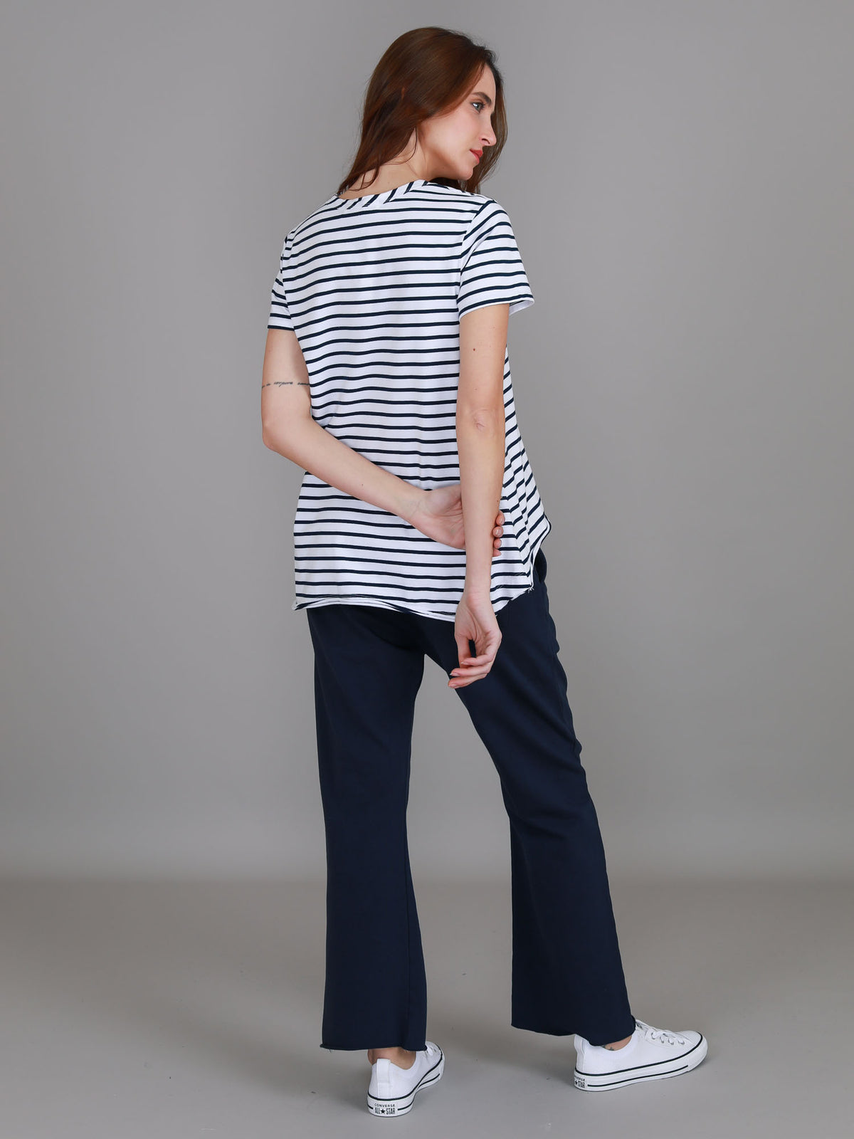nautic stripe v neck short sleeve