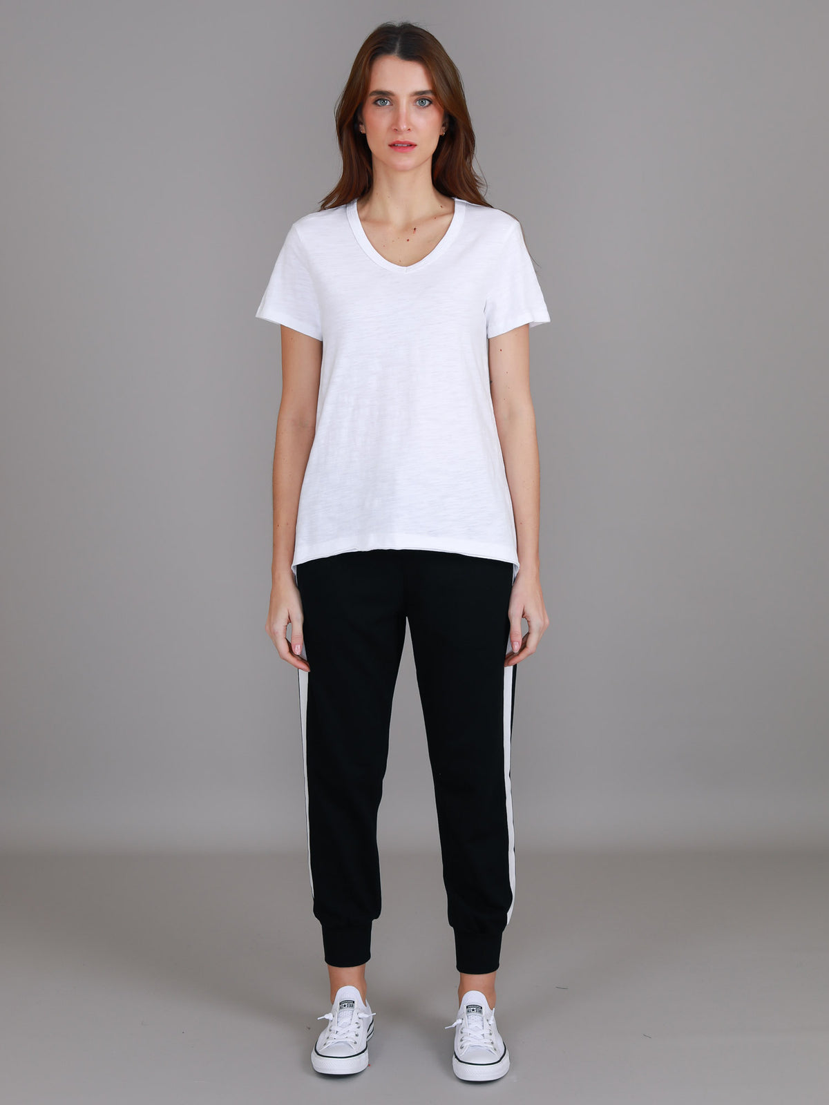 white v neck slub tee