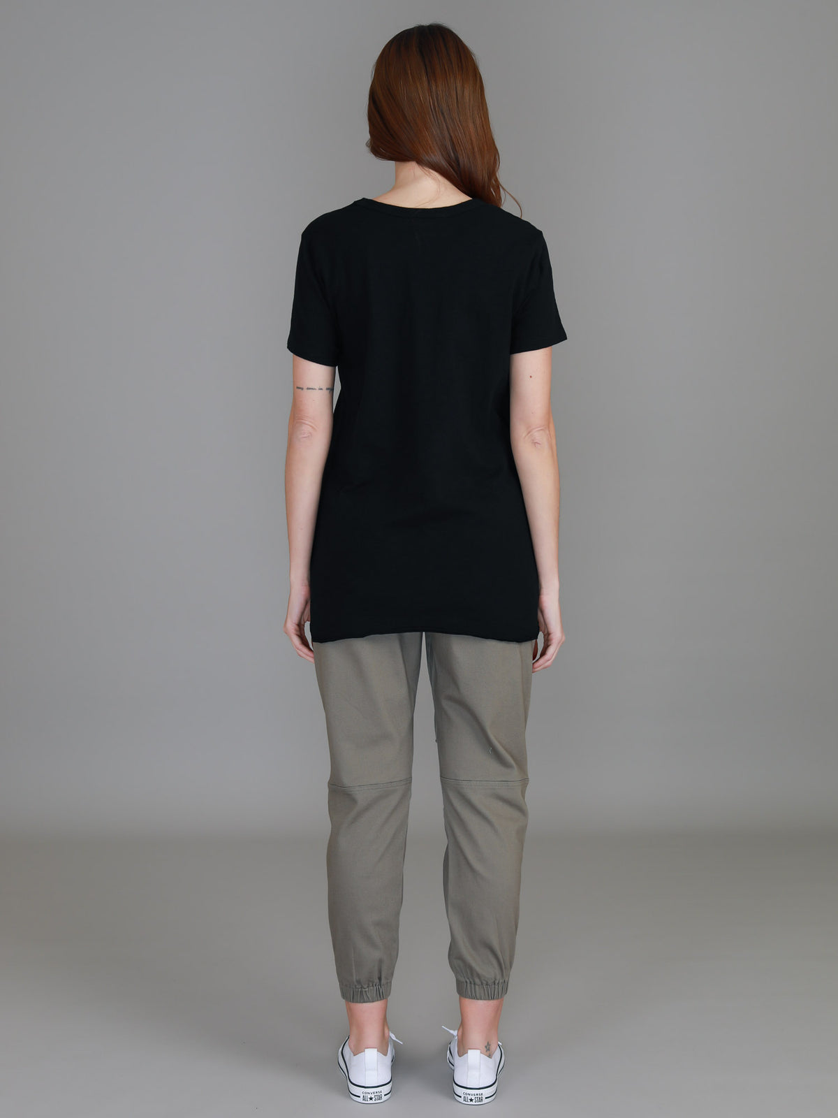 black v neck top women