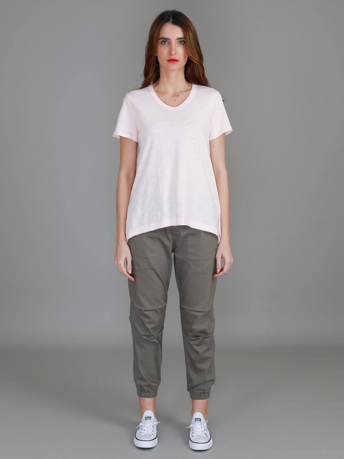 blush v neck slub tee