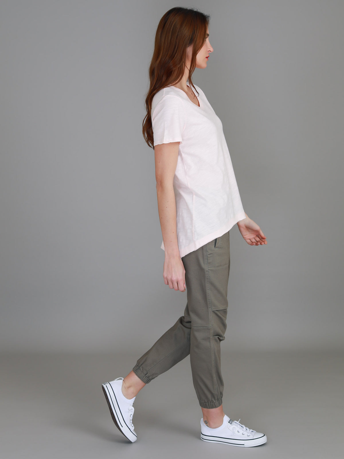 blush asymmetric hem tee
