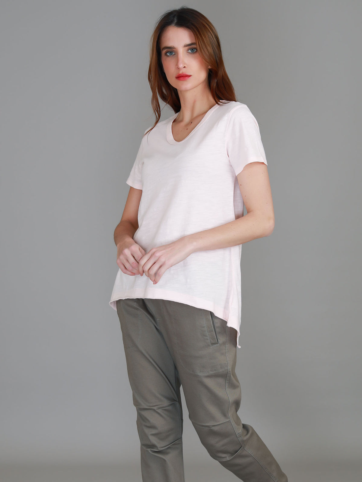 blush v neck tee