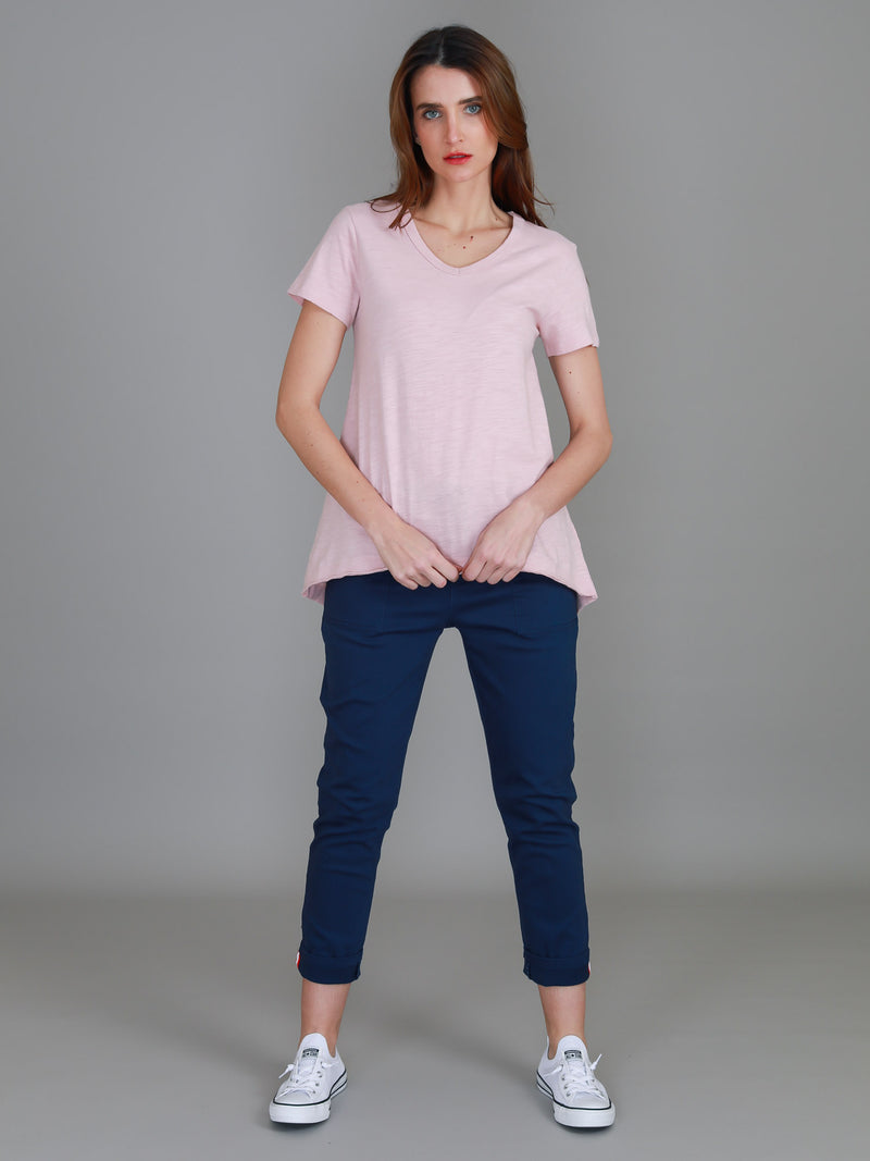 pink v neck cotton tee #color_blush marle
