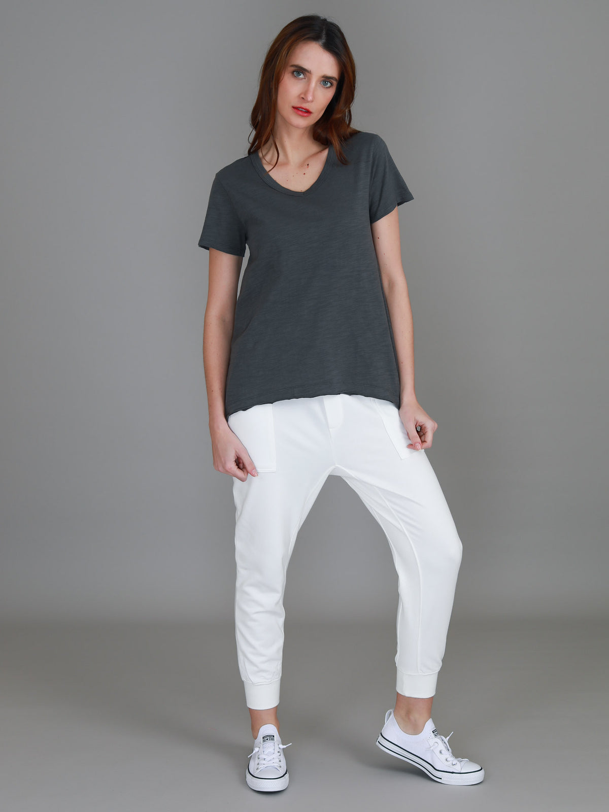 charcoal v neck tee women