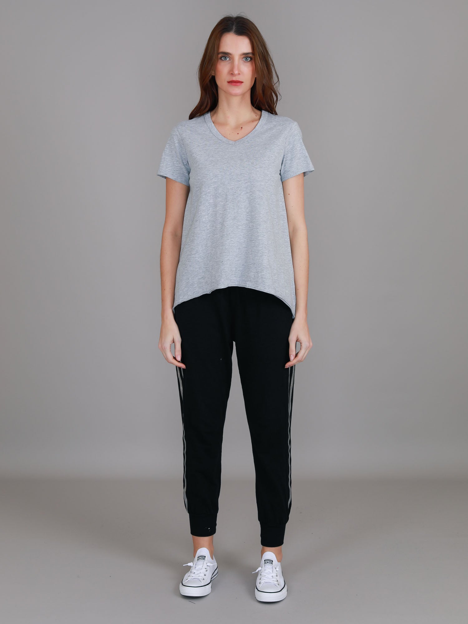 v neck tee womens #color_grey marle