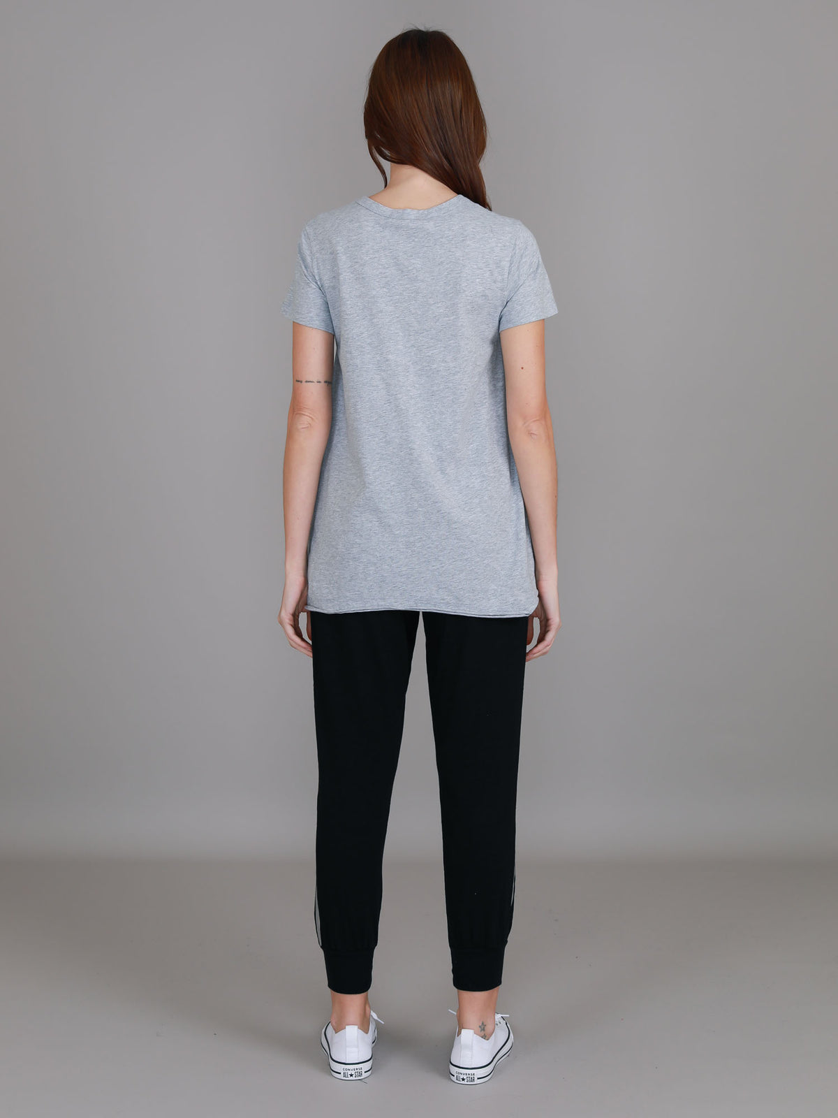 grey marle v neck top women
