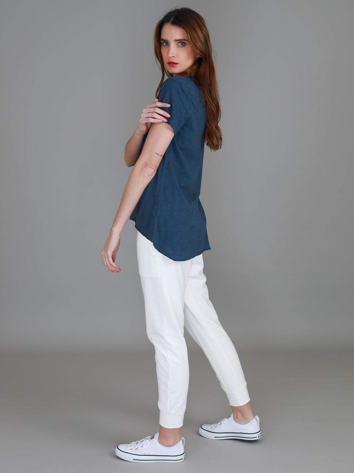 navy asymmetric hem tee