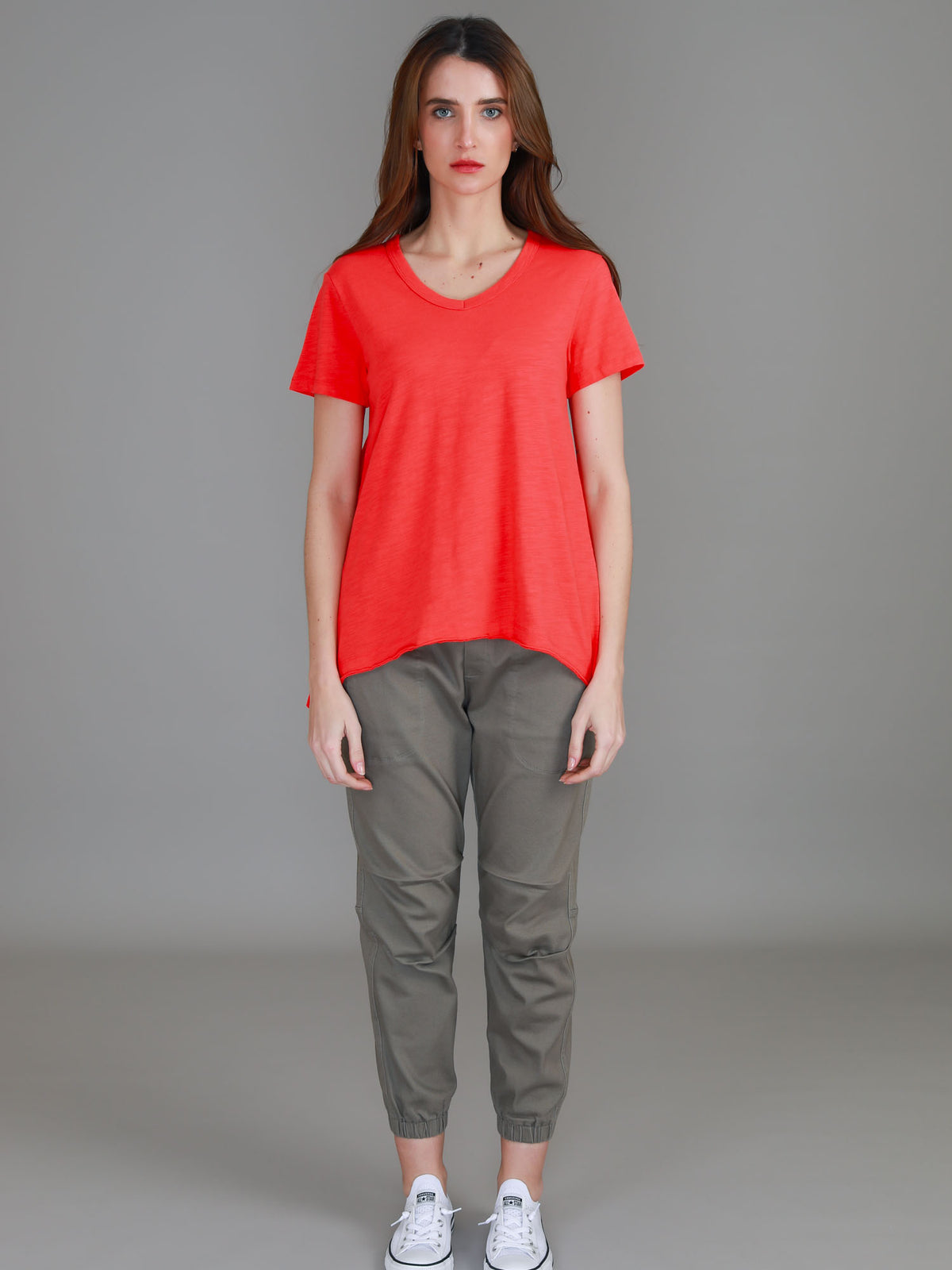 lipstick v neck slub tee