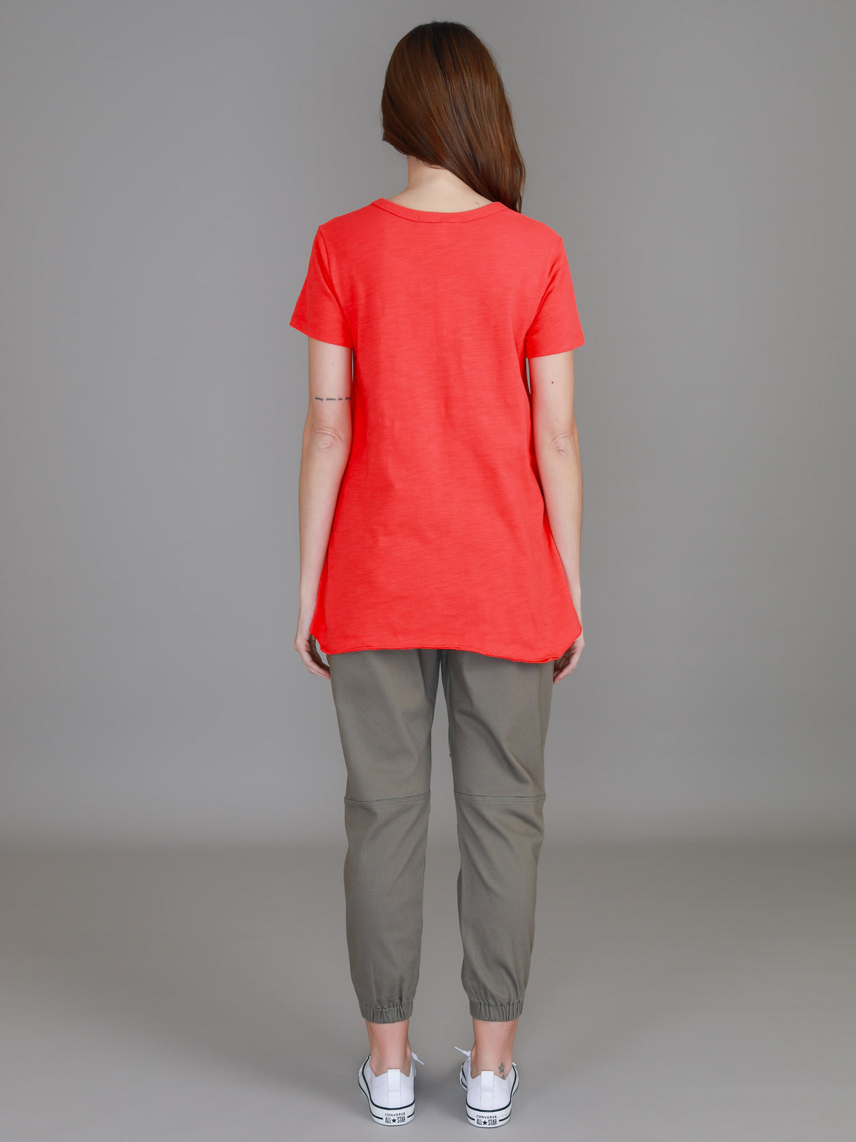 red v neck top women