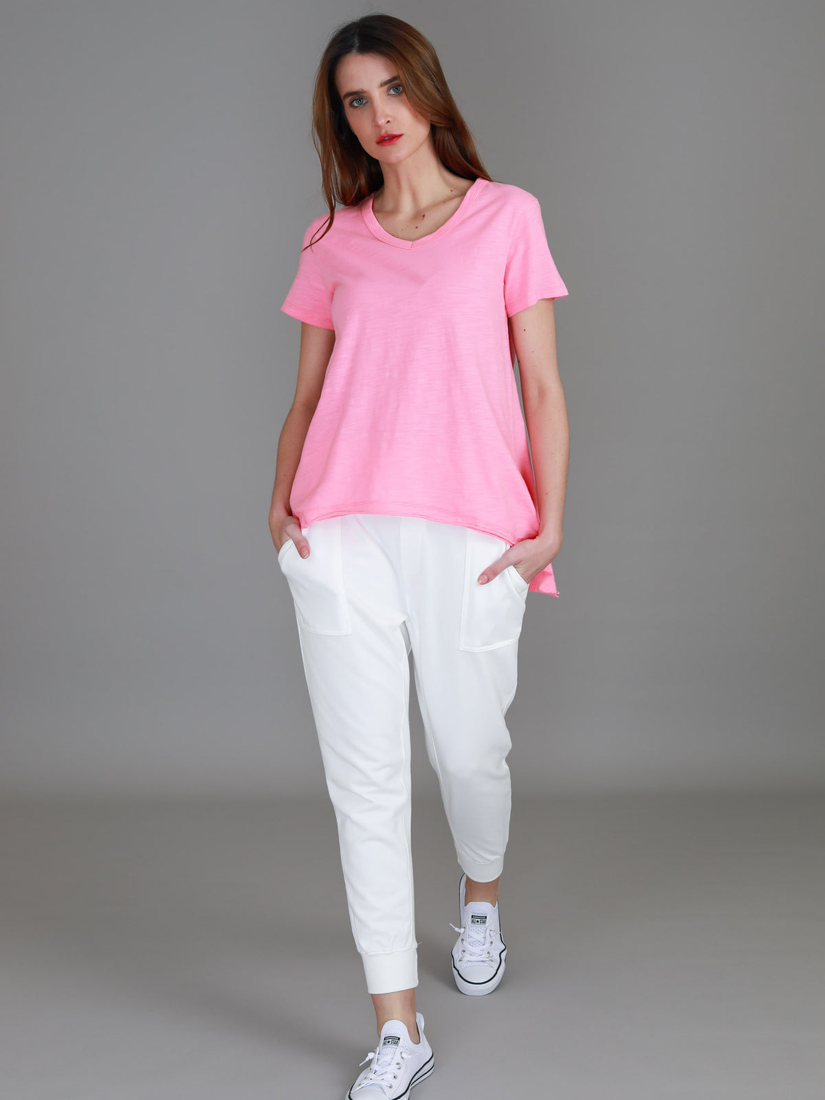 vintage pink asymmetric hem tee