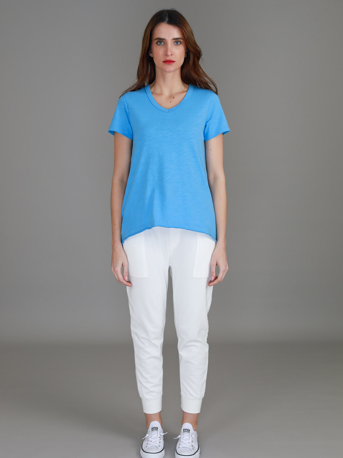 true blue v neck slub tee