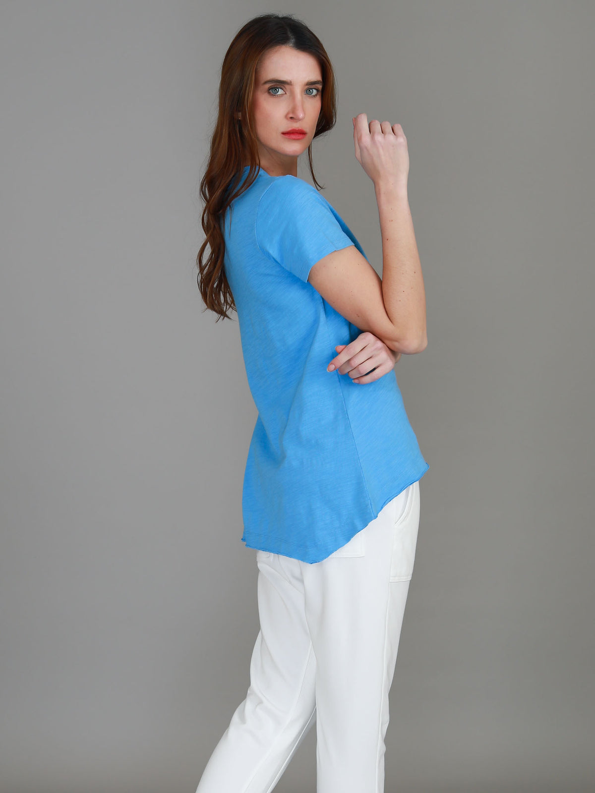 true blue v neck tee