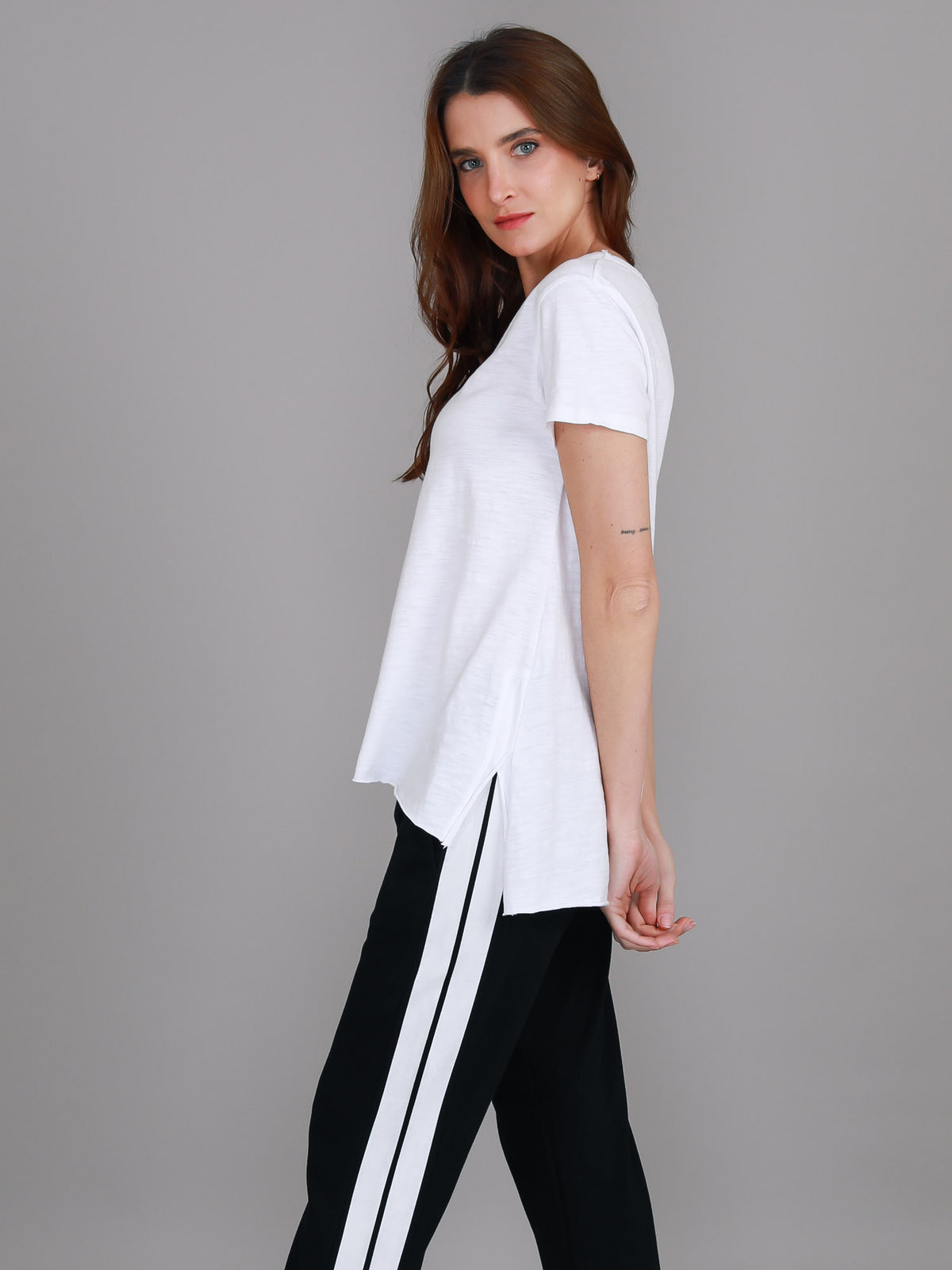white high low tee