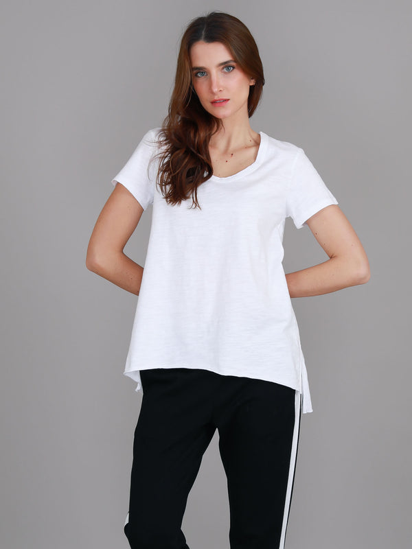 Chelsea Slanted Hem Scoop Neck T Shirt
