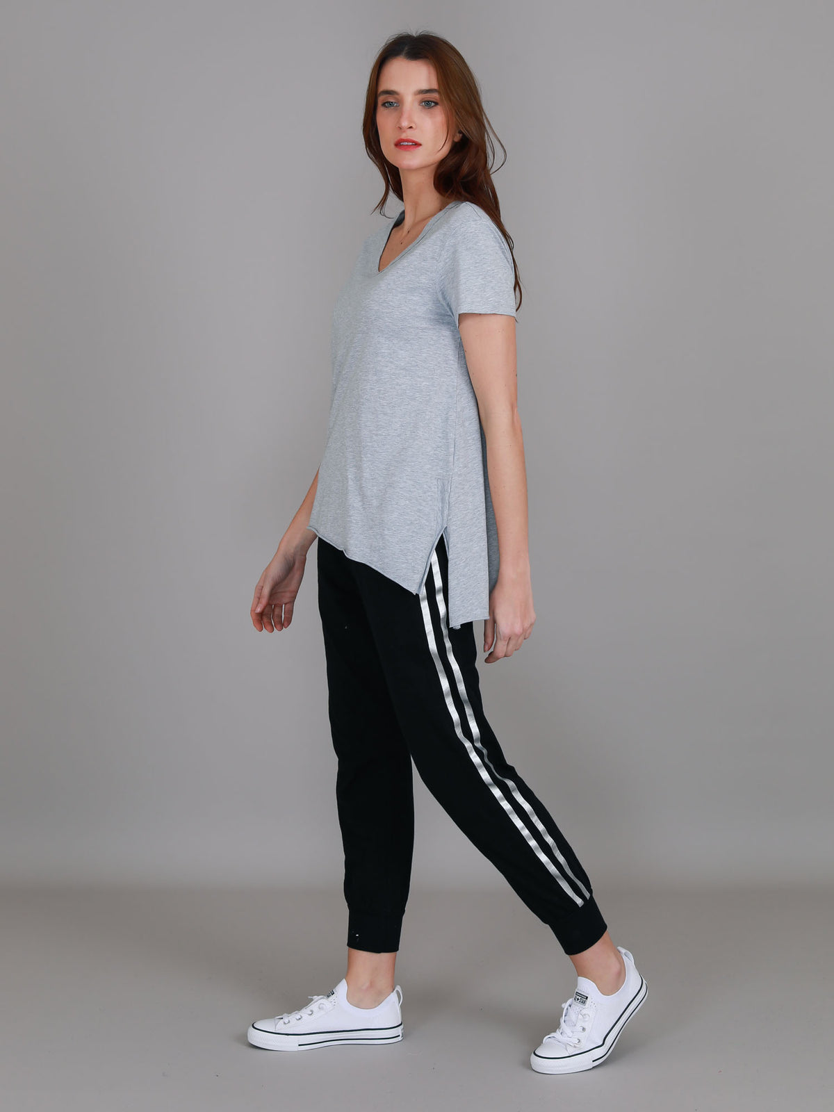 grey scoop neck t shirt