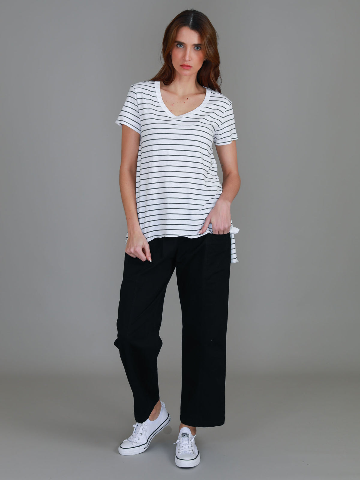 navy striped tee womens