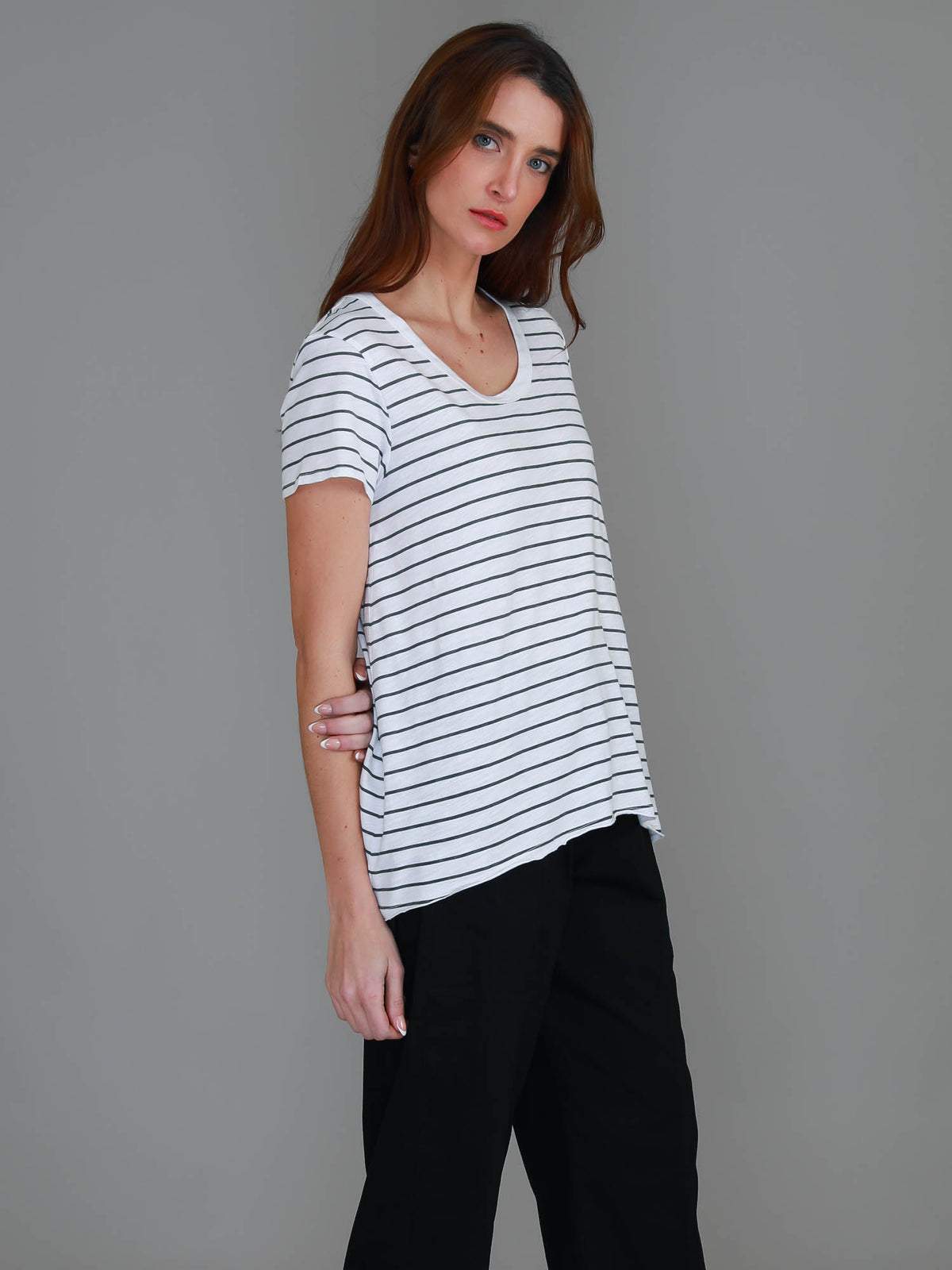 striped scoop neck tee