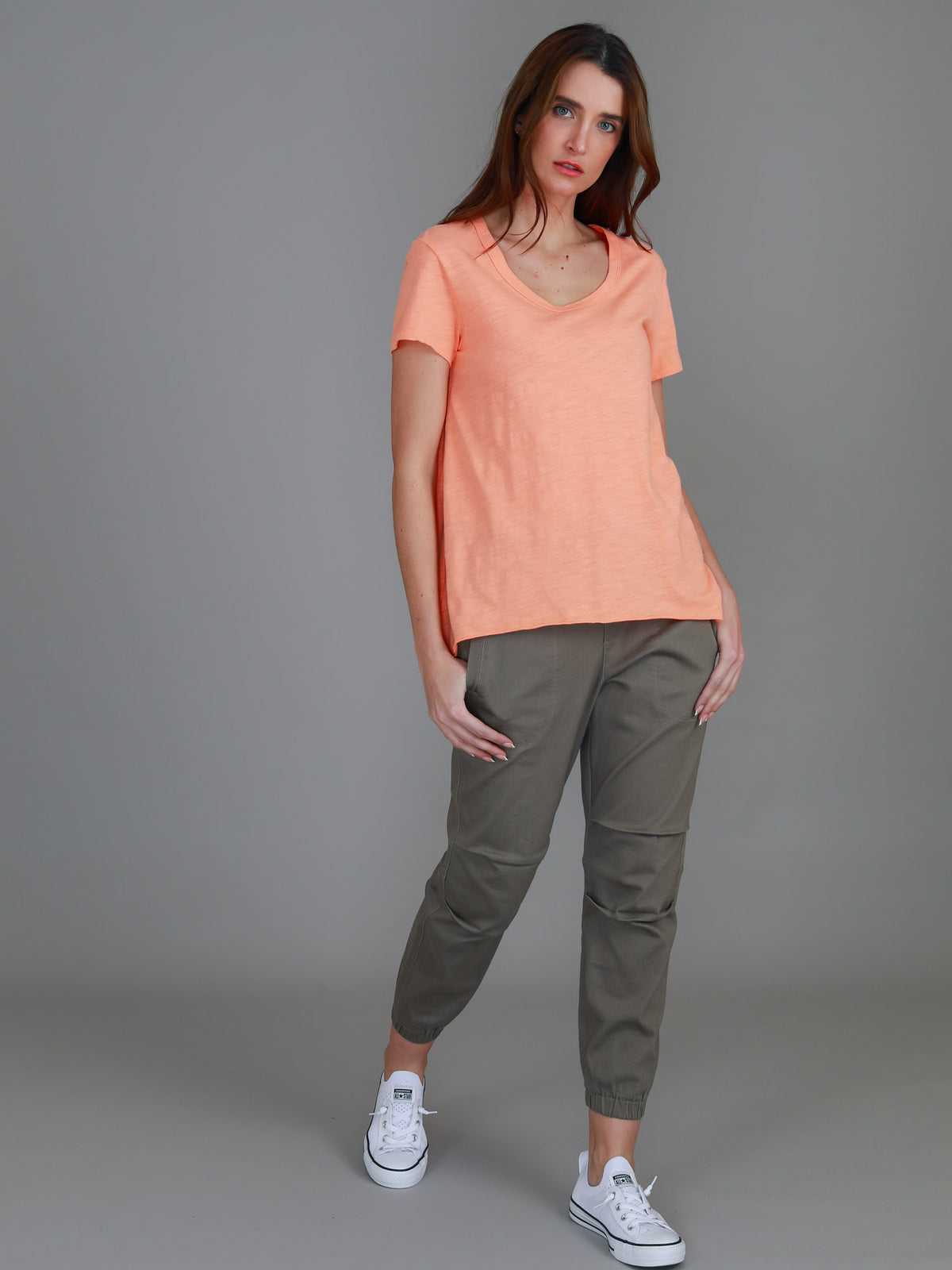 orange high low tee