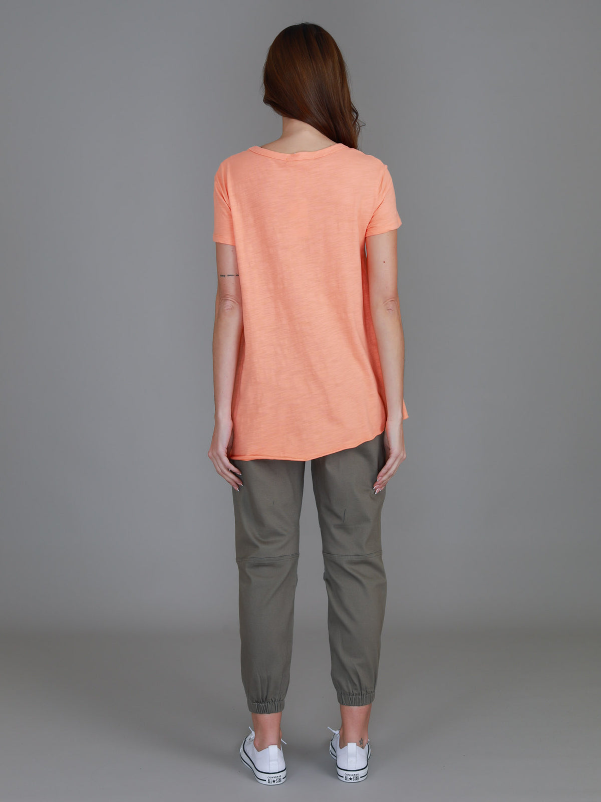 orange scoop neck t shirt