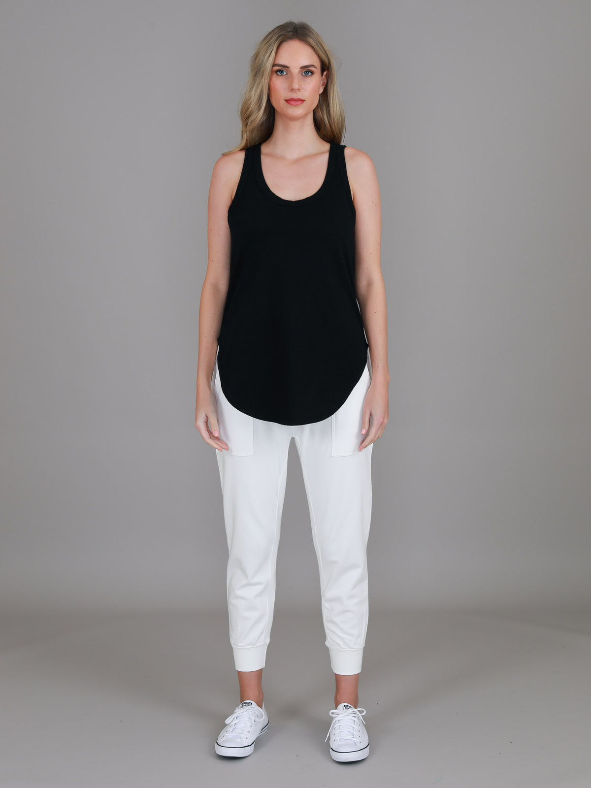 black scoop neck tank