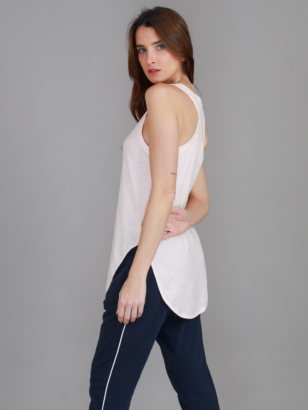 pink racerback tank top
