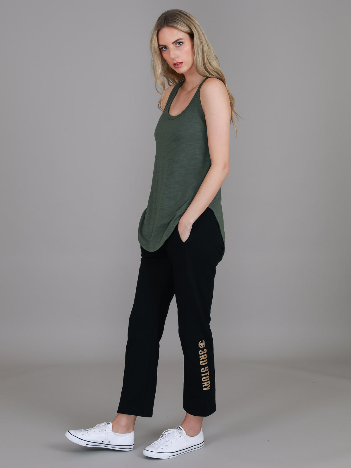 khaki longline tank