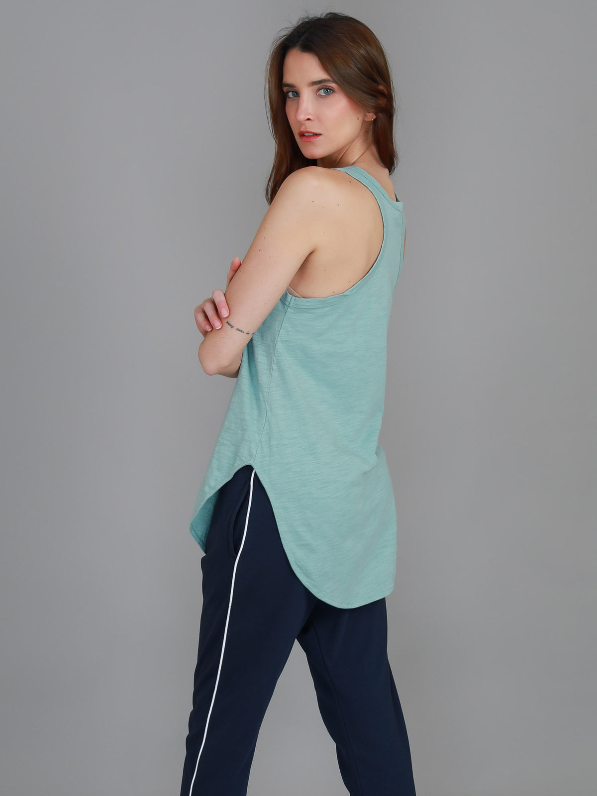 green racerback tank