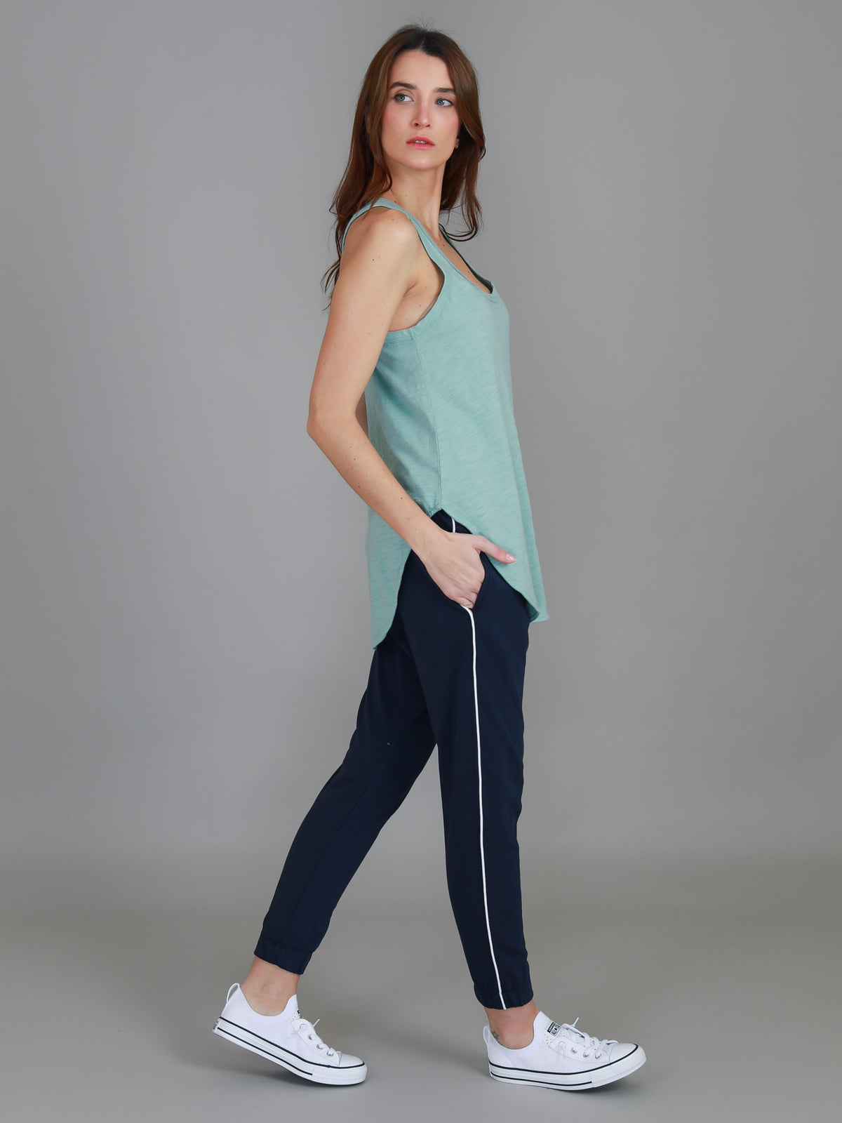 green cotton tank
