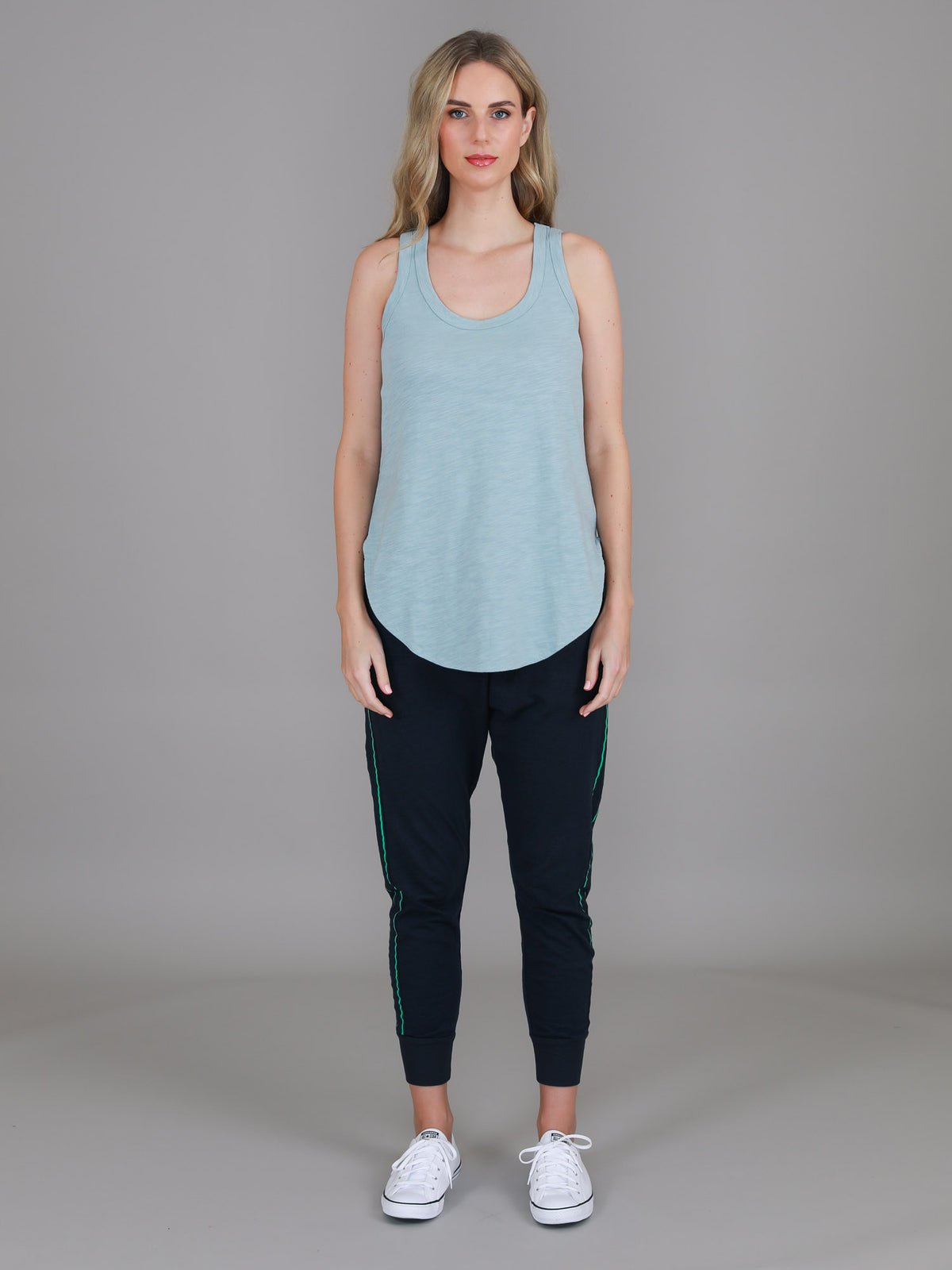 light blue tank top