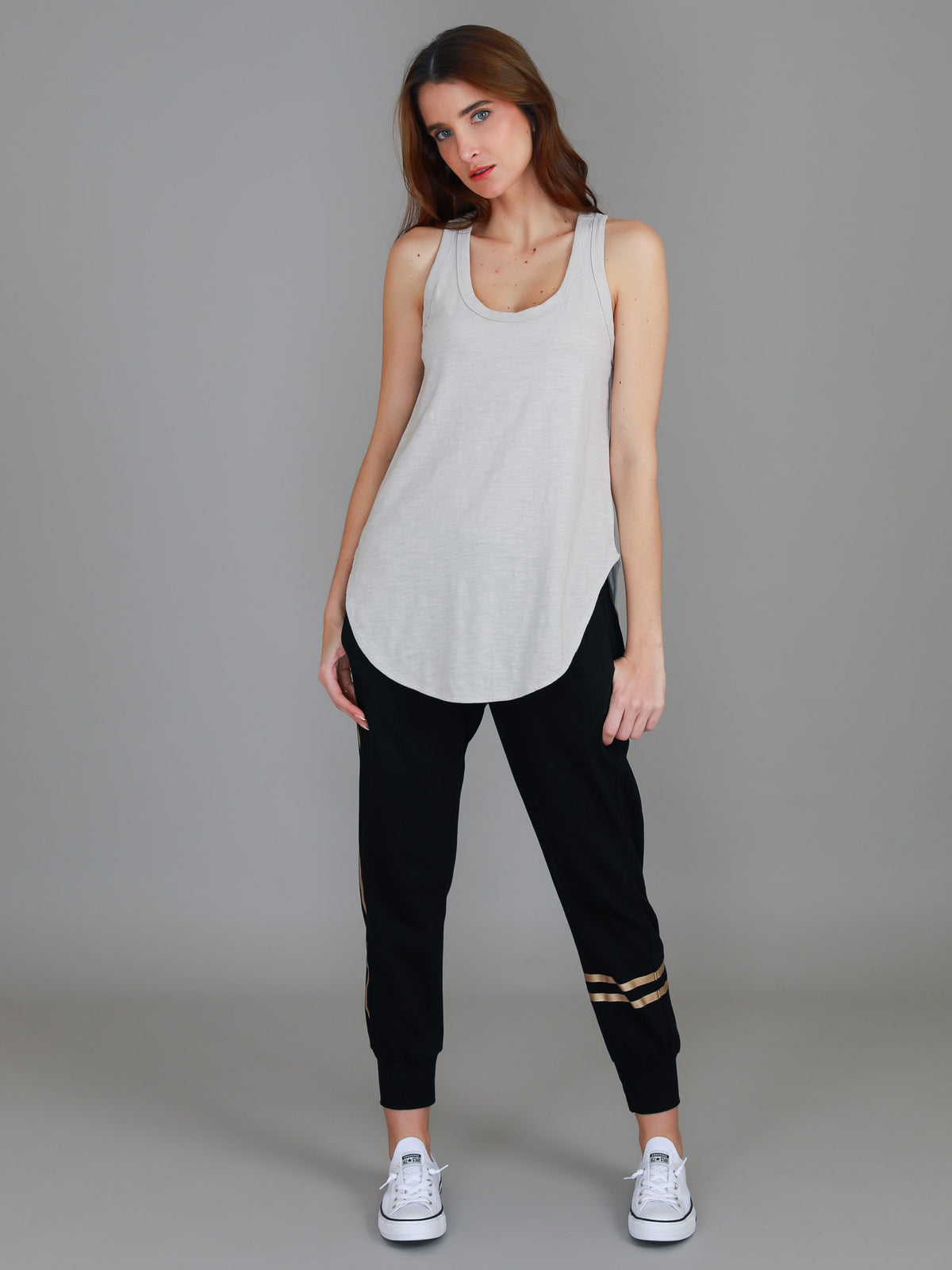 beige scoop neck tank