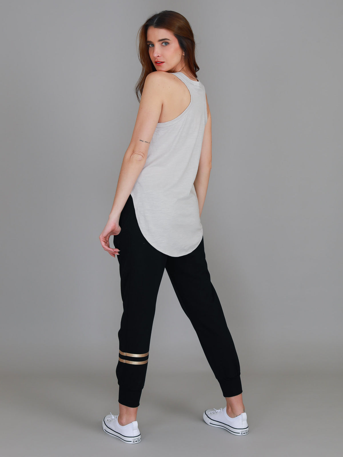 beige racerback tank top