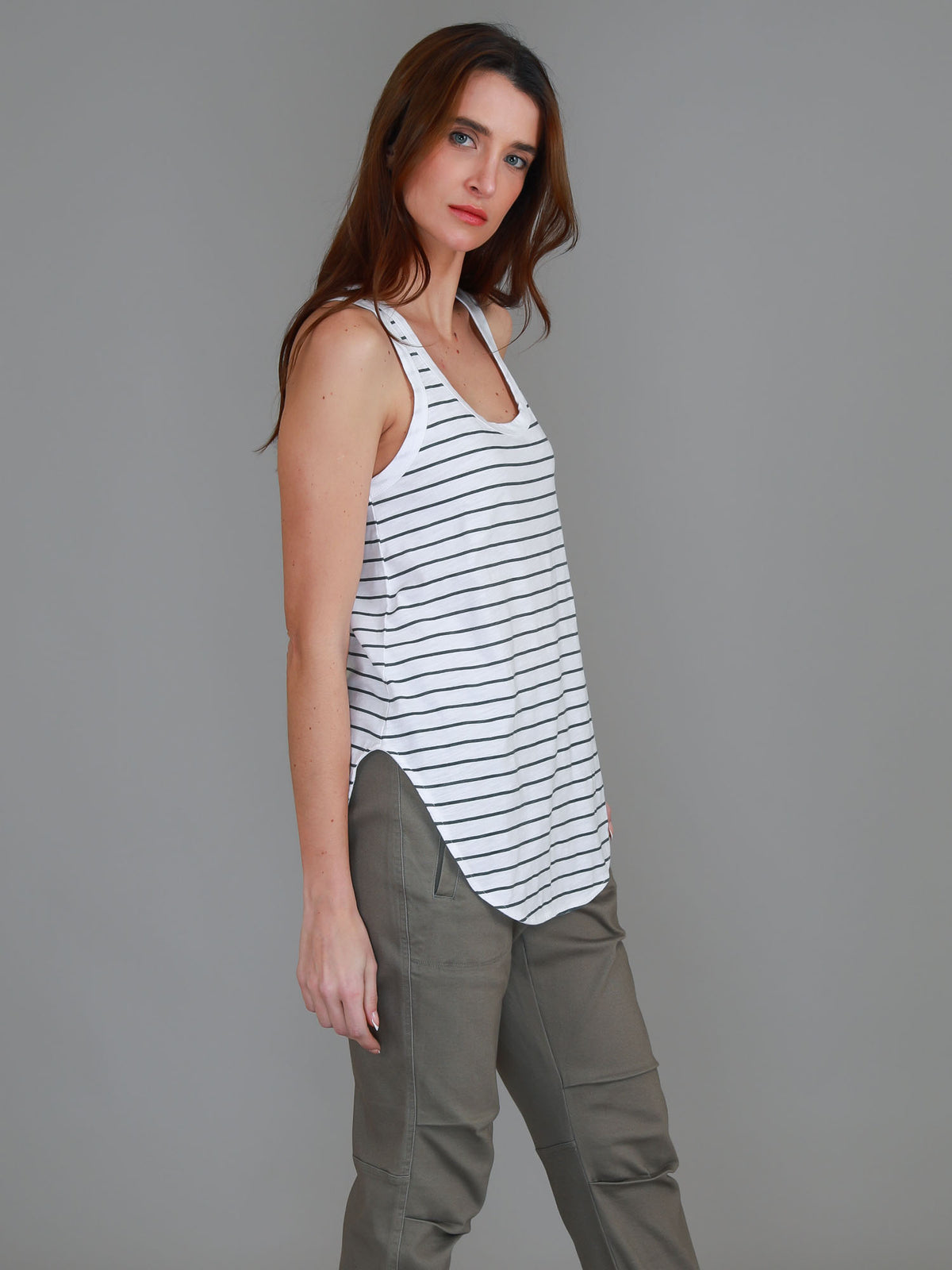 navy stripe tank