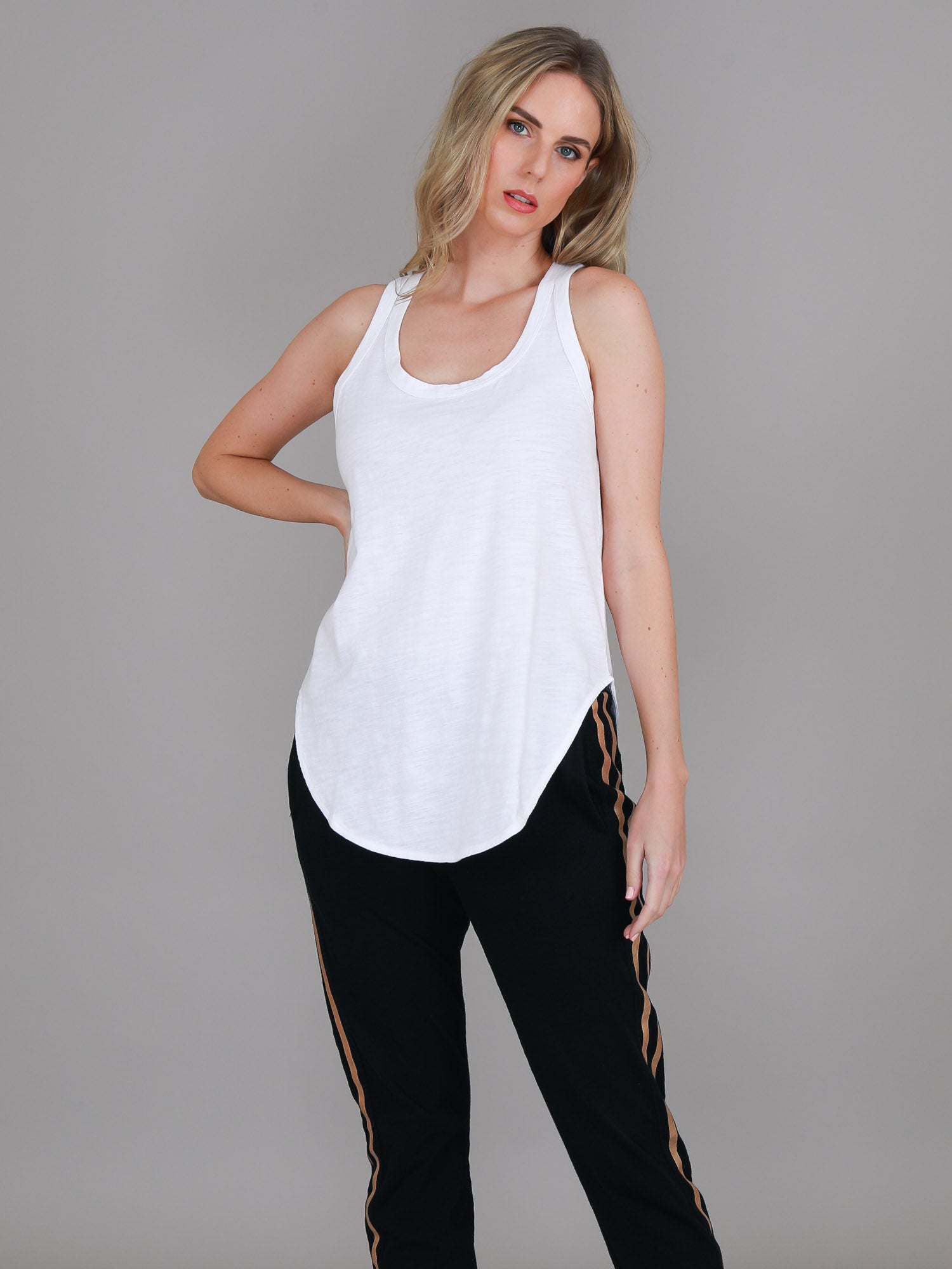 Long white tank top best sale