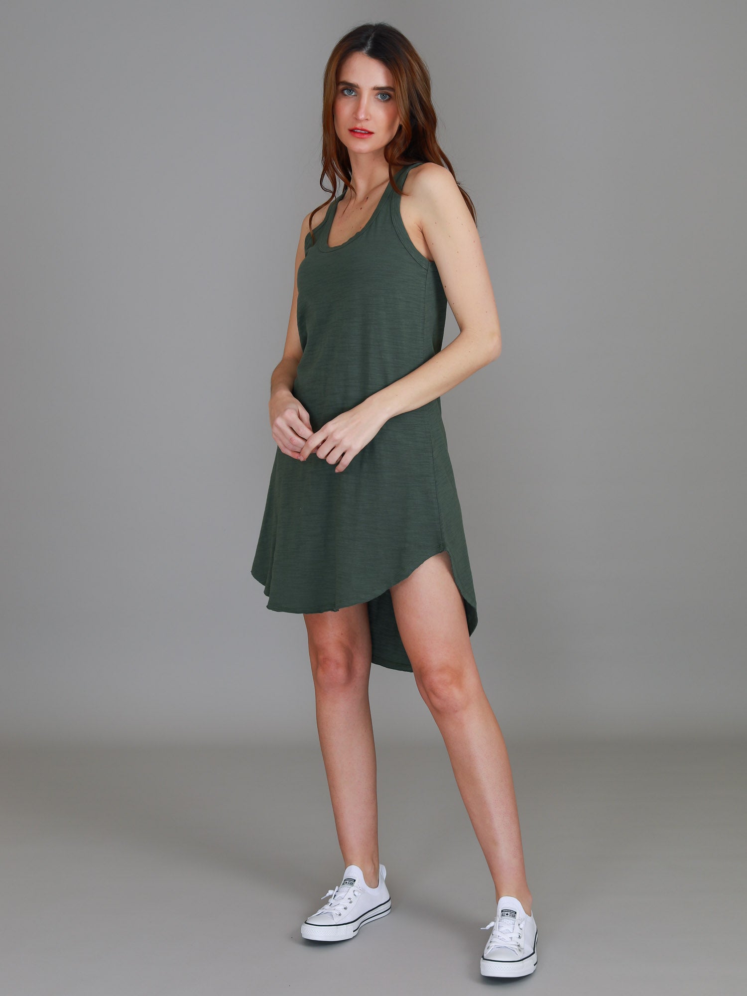 dark green dress #color_khaki