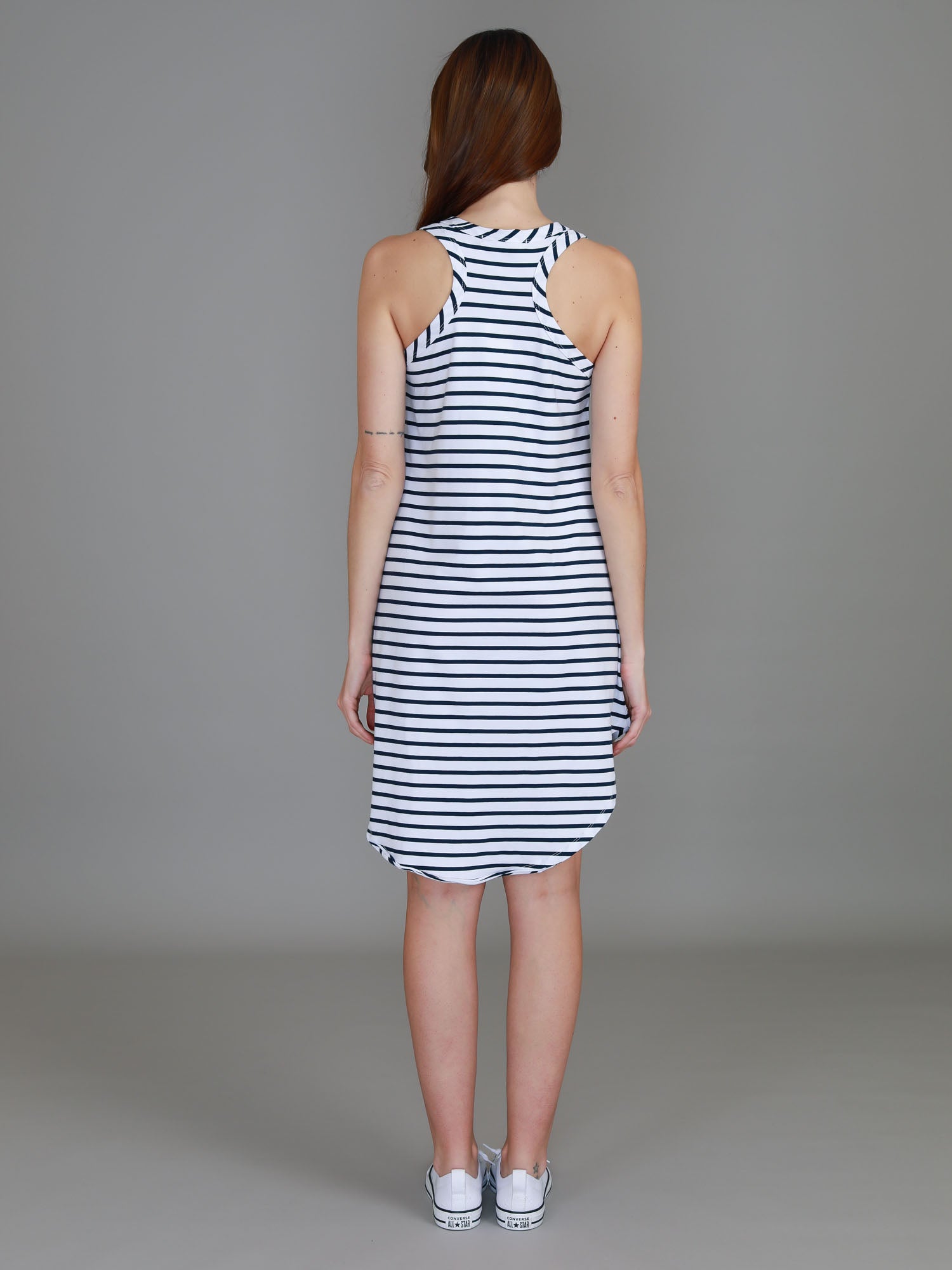 blue and white striped dress #color_navy stripe