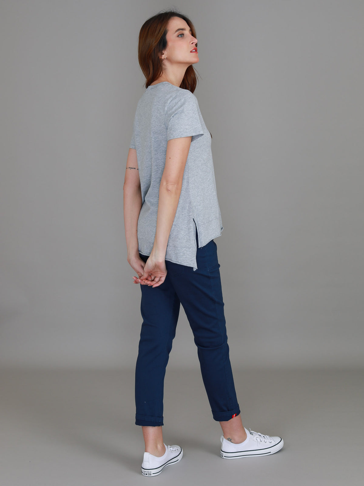 grey marle crew neck top women