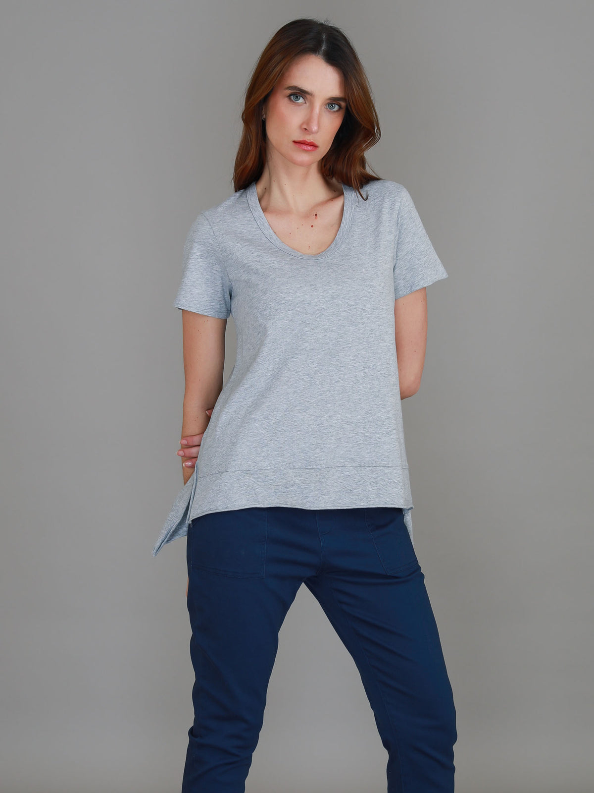 grey marle crew neck tee