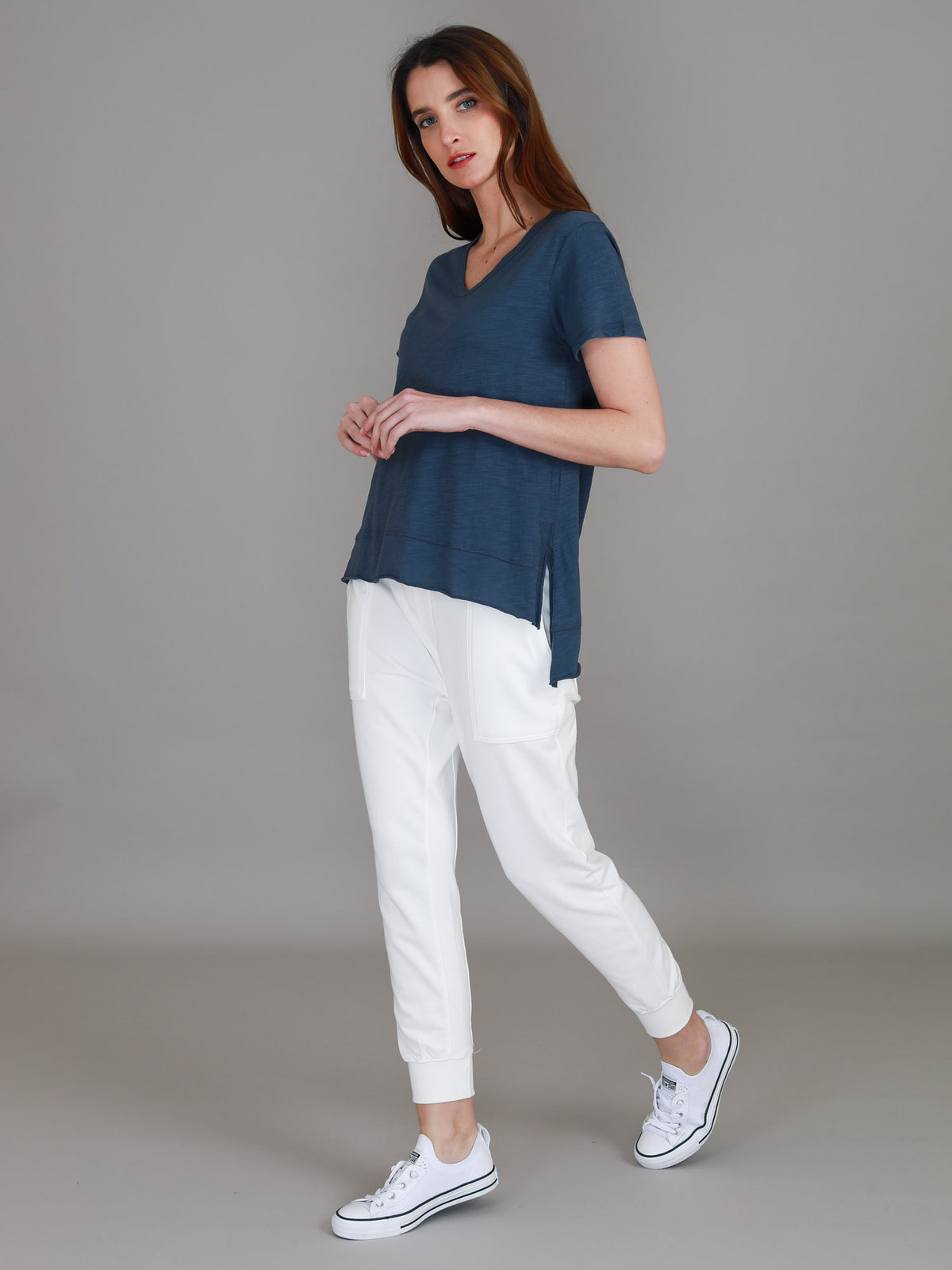 indigo cotton crew tee