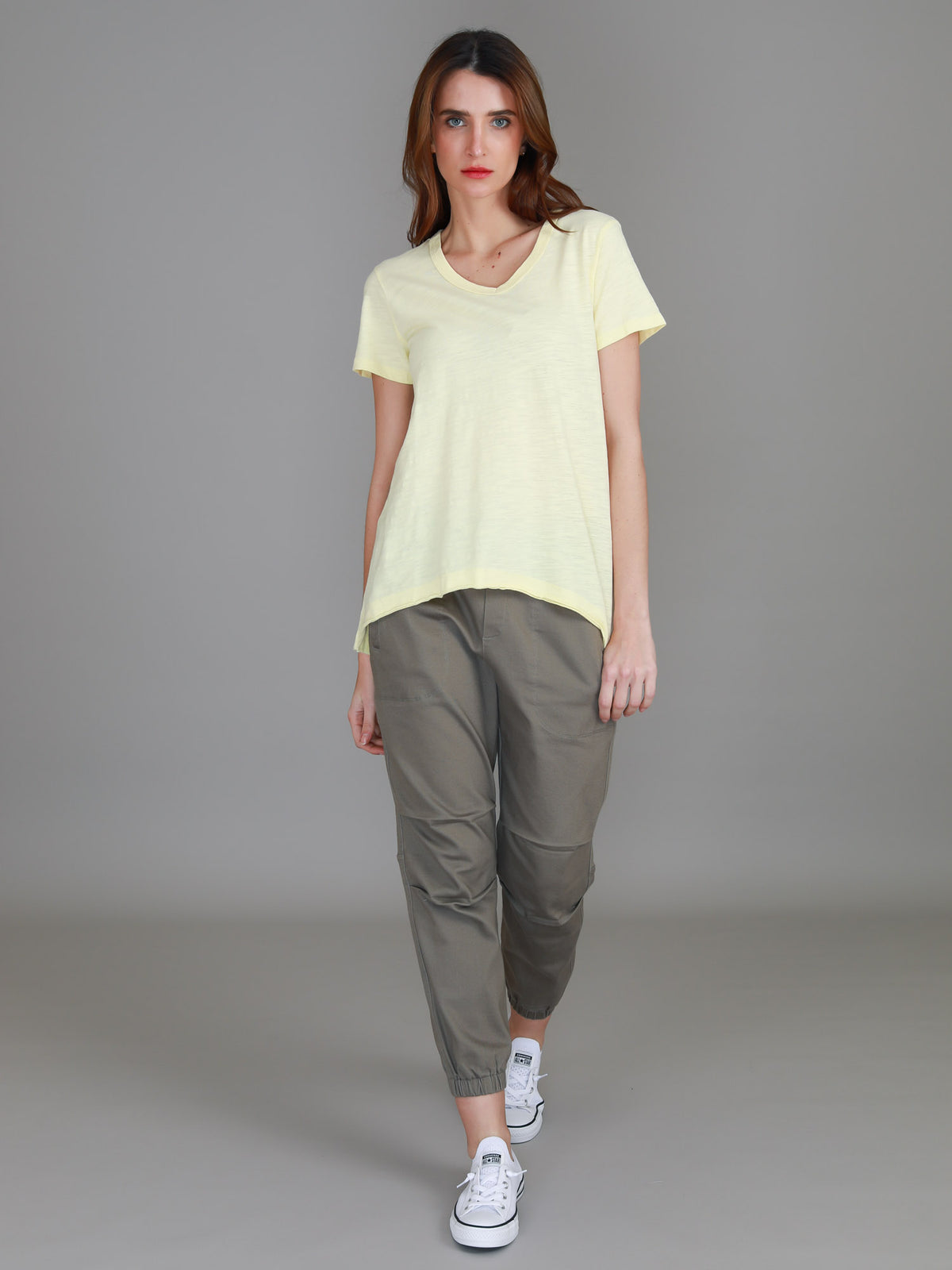 lemon v neck cotton tee
