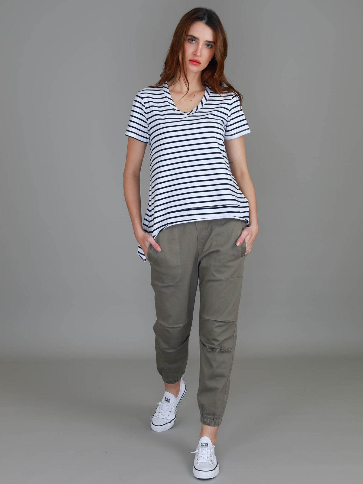 stripe cotton crew tee
