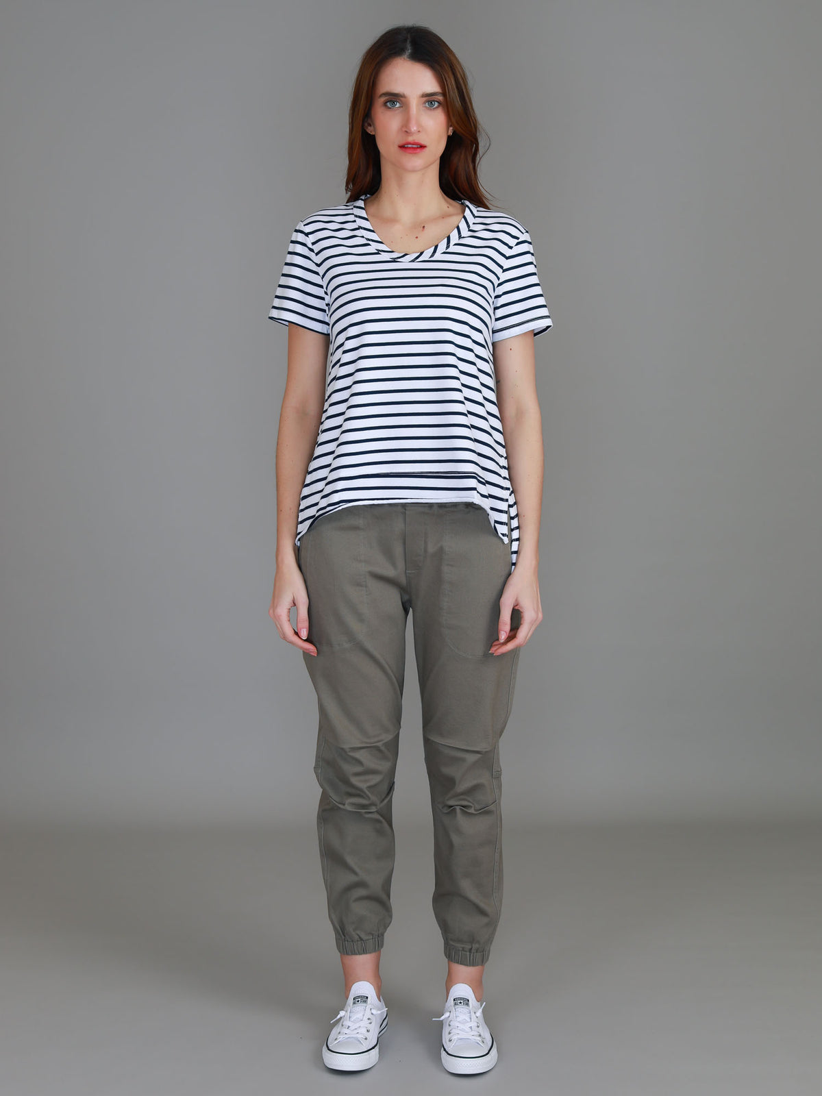 striped crew neck tee