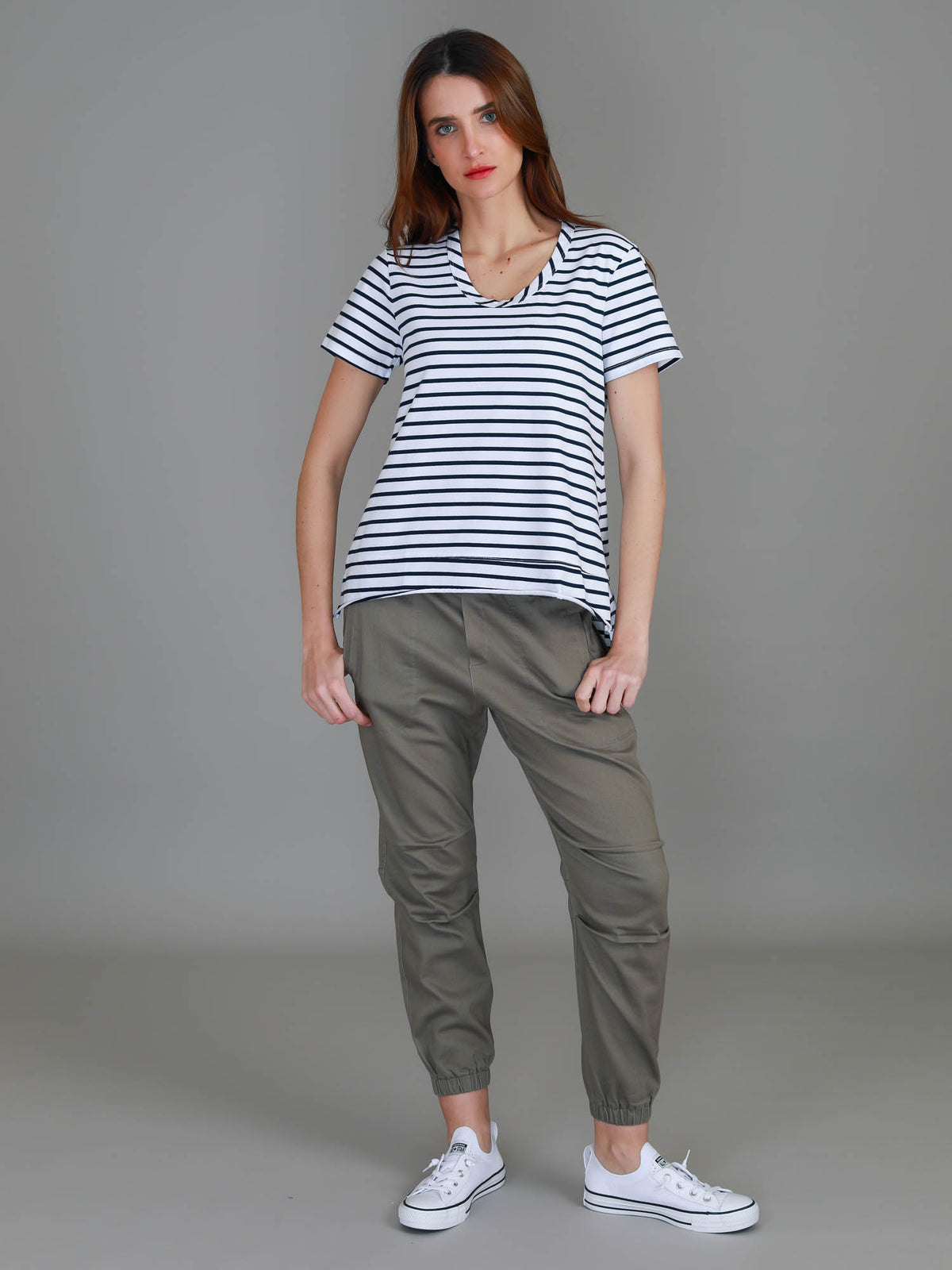 stripe crew neck top women