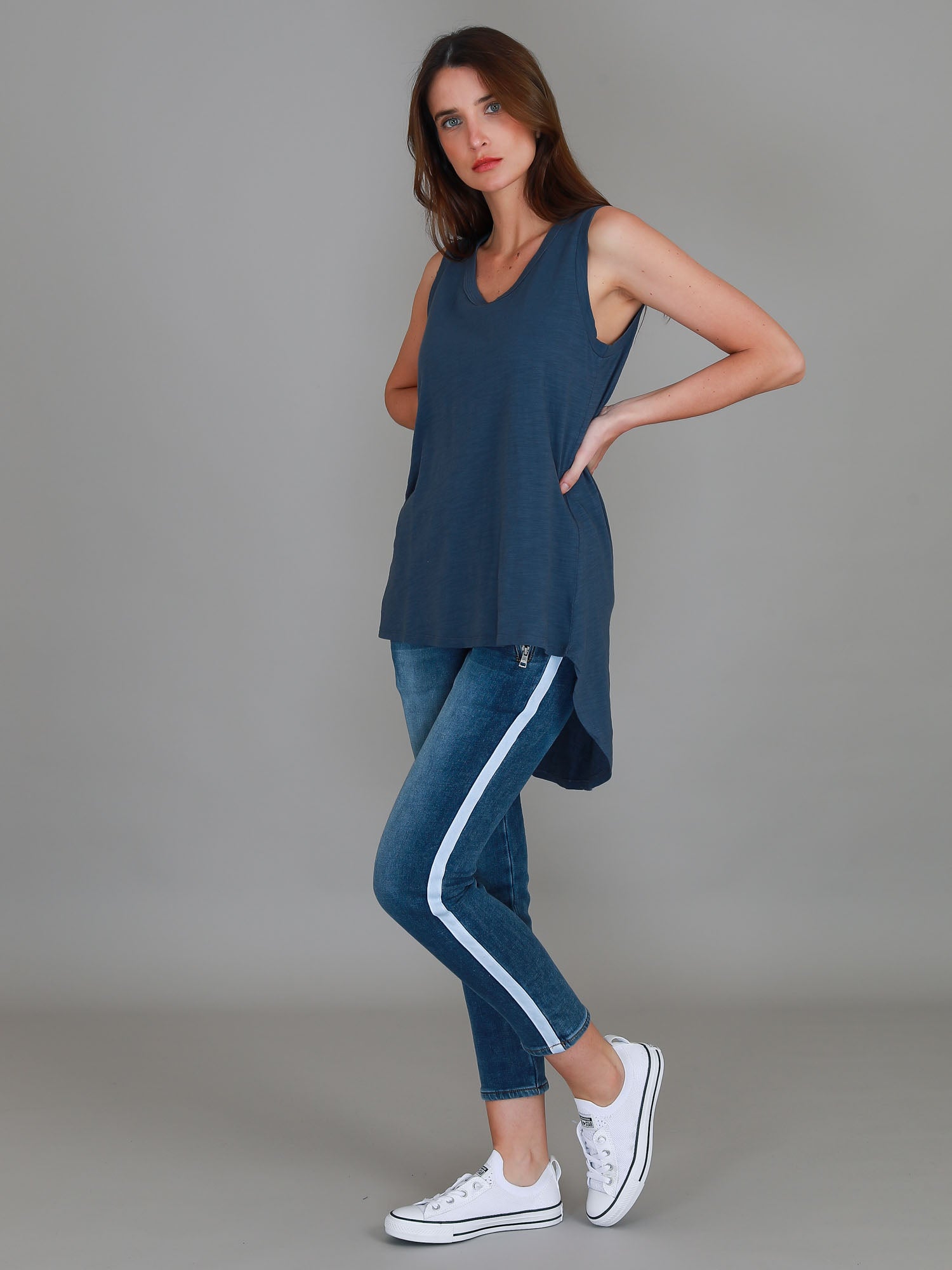 womens cotton singlet #color_indigo