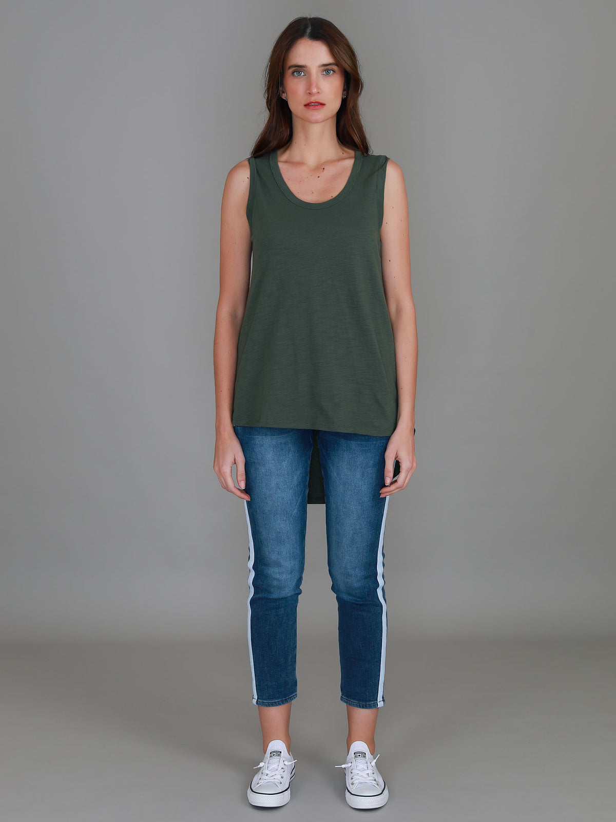 khaki hi lo singlet