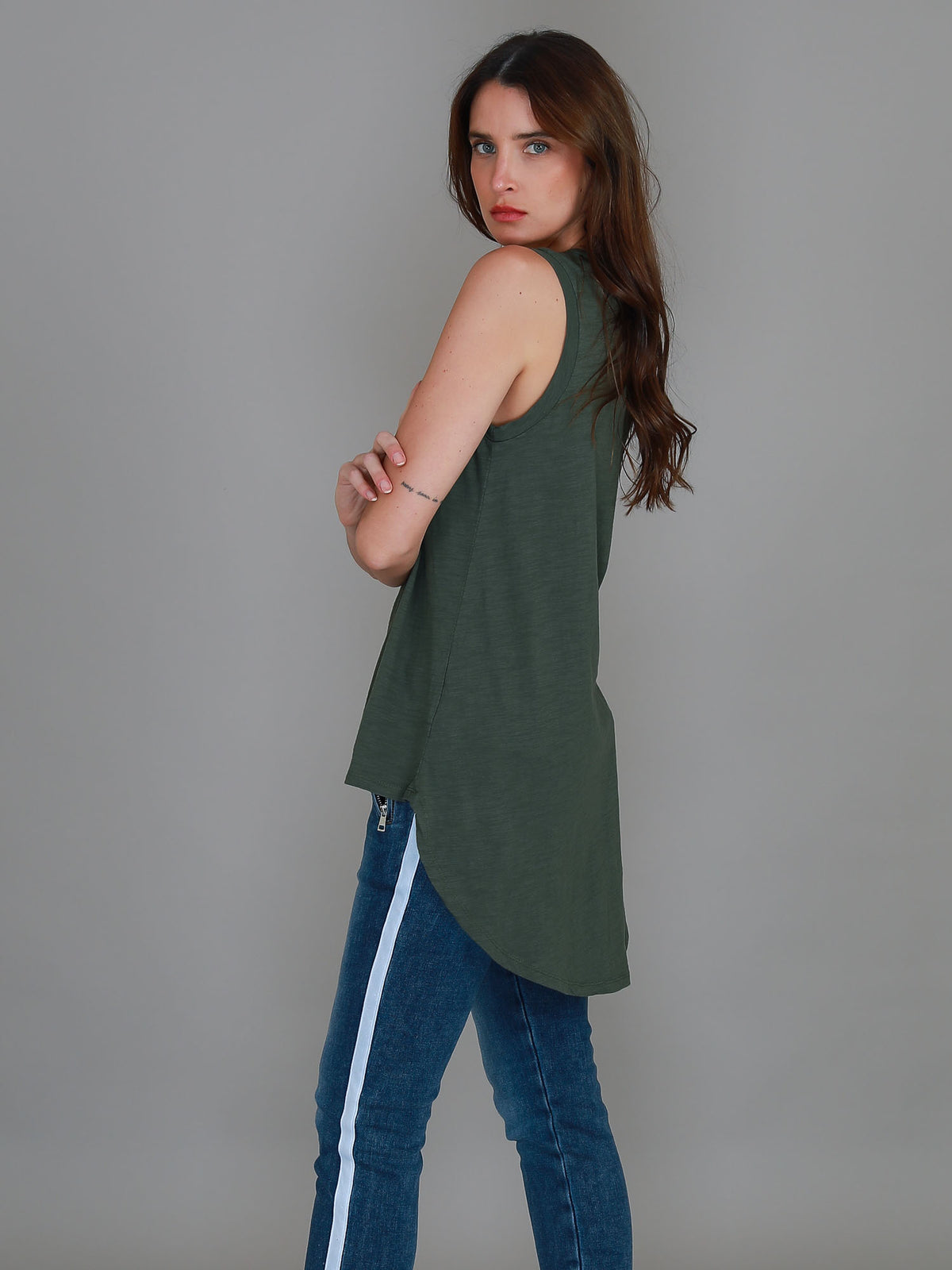 khaki hi lo hem tank