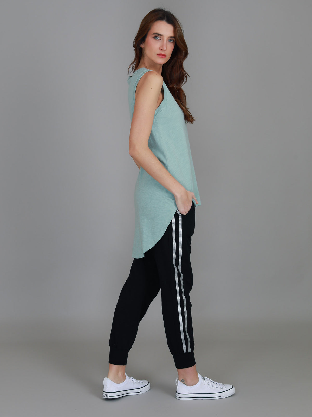 green hi lo hem tank