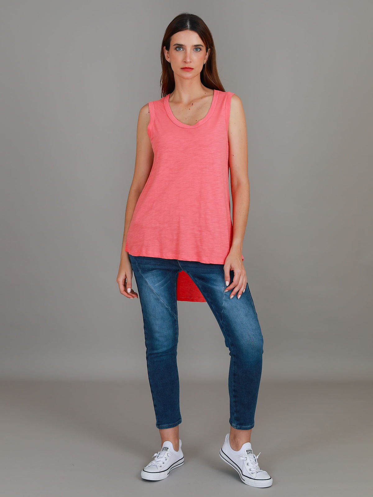 red hi lo hem tank
