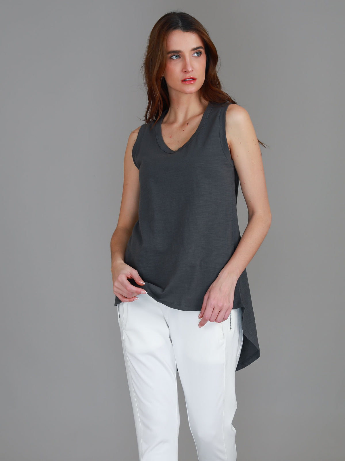 black hi lo hem tank